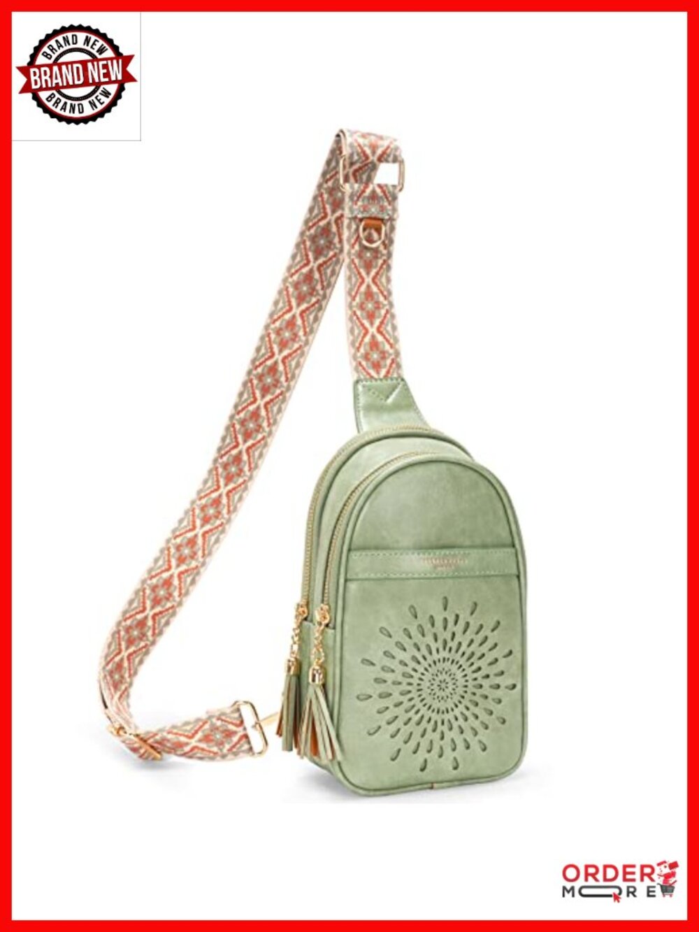 Vegan Leather Small Sling Bag Crossbody Chest Pack Adjustable Strap